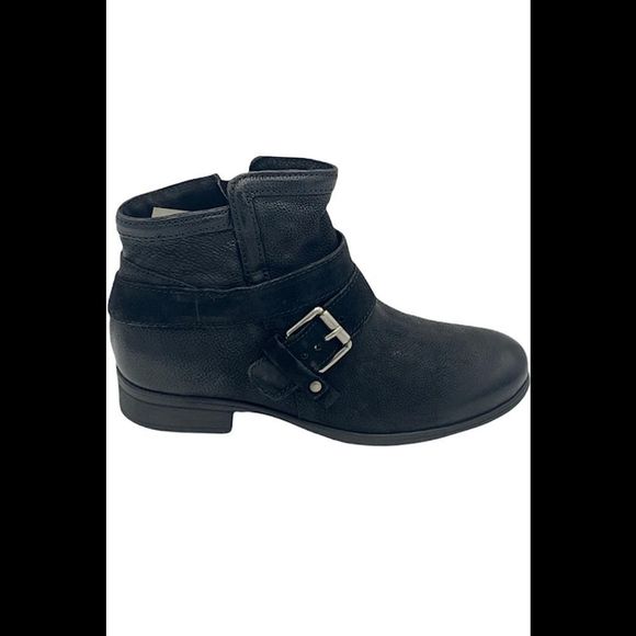 Miz Mooz Leather Buckle Medium Width Ankle Boots Spencer Black - Medium - Picture 1 of 5